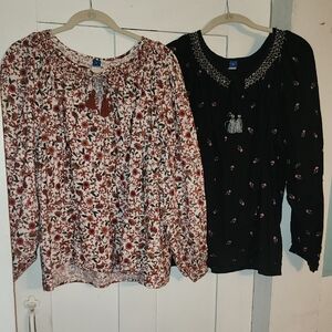 Old Navy Floral and Black Blouses